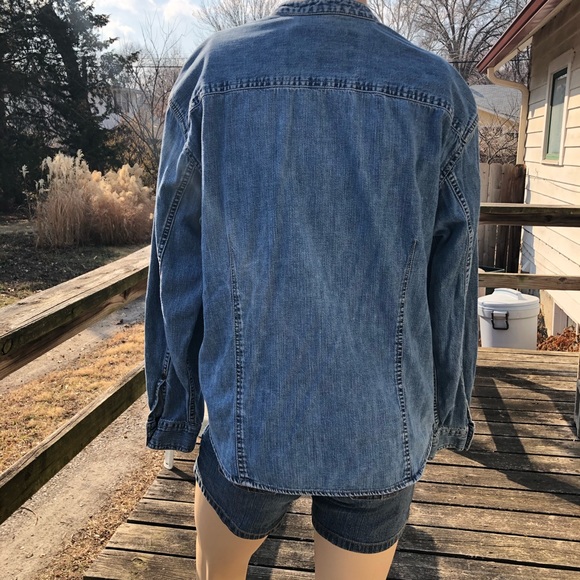 Liz Claiborne Jeans Vintage 90s Cotton Chambray Long Sleeve Snap Front Shirt - Picture 7 of 12